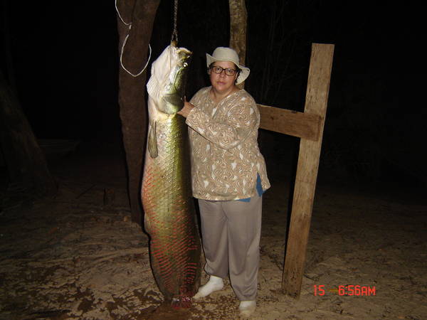 My wife in its holidys, Fishin Pirarucu, River Araguaia, Brazil