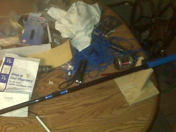 My newest Rod and some junk on the kitchen table..lol