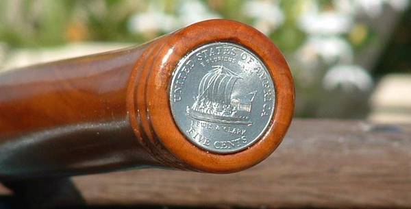 Apple wood handle and nickle insert