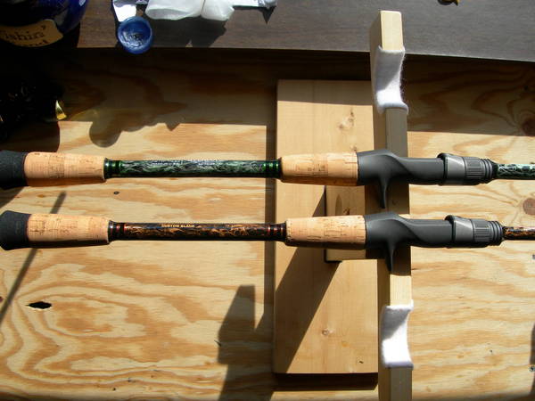 couple of bass rods with split grips