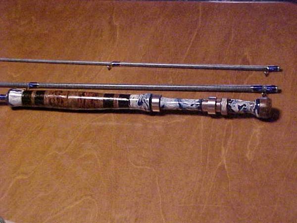 marbleized fly rod seat and handle