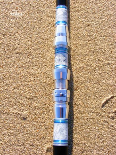 Surfcasting rod - 4,50m - white and silver marble - reel seat