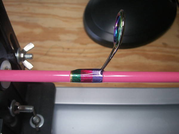 Wife's pink rod guide wrap