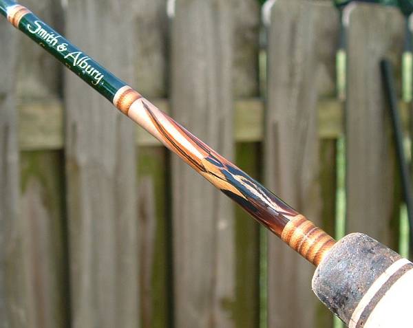 Feather inlay on a 2wt fly rod